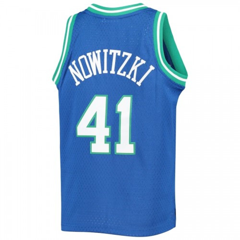 Men's Dallas Mavericks Dirk Nowitzki #41 Throwback Blue 1998-99 Hardwood Classics Jersey-Pro Kit Vault | Brand New 26/27 Sports Jerseys